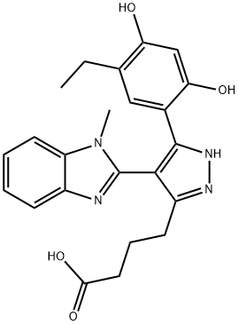 304864-56-0 4-[3-(5-ethyl-2,4-dihydroxyphenyl)-4-(1-methyl-1H-benzimidazol-2-yl)-1H-pyrazol-5-yl]butanoic acid