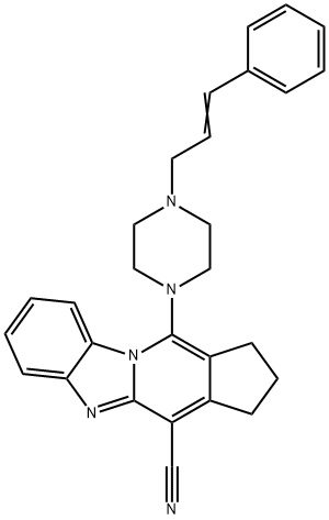 11-{4-[(2E)-3-phenylprop-2-en-1-yl]piperazin-1-yl}-2,3-dihydro-1H-cyclopenta[4,5]pyrido[1,2-a]benzimidazole-4-carbonitrile,305331-74-2,结构式