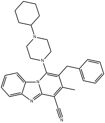 2-benzyl-1-(4-cyclohexylpiperazin-1-yl)-3-methylpyrido[1,2-a]benzimidazole-4-carbonitrile Structure