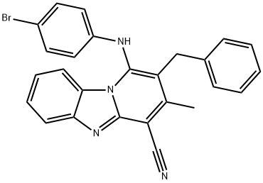 2-benzyl-1-[(4-bromophenyl)amino]-3-methylpyrido[1,2-a]benzimidazole-4-carbonitrile Structure