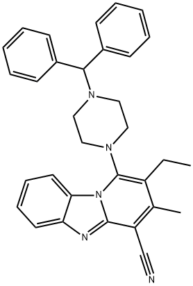 1-[4-(diphenylmethyl)piperazin-1-yl]-2-ethyl-3-methylpyrido[1,2-a]benzimidazole-4-carbonitrile Structure