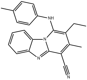 2-ethyl-3-methyl-1-[(4-methylphenyl)amino]pyrido[1,2-a]benzimidazole-4-carbonitrile 结构式