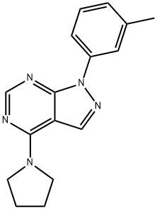 1-(3-methylphenyl)-4-(pyrrolidin-1-yl)-1H-pyrazolo[3,4-d]pyrimidine Struktur