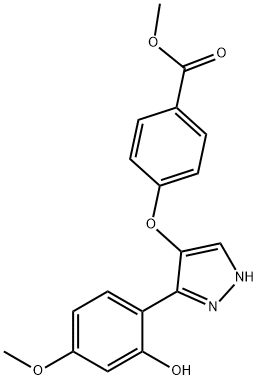 methyl 4-(3-(2-hydroxy-4-methoxyphenyl)-1H-pyrazol-4-yloxy)benzoate Struktur