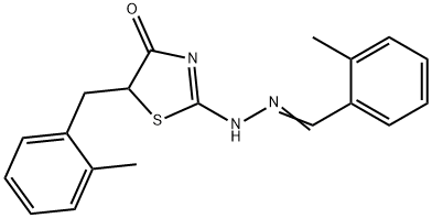 (2E)-5-(2-methylbenzyl)-2-[(2E)-(2-methylbenzylidene)hydrazinylidene]-1,3-thiazolidin-4-one Struktur