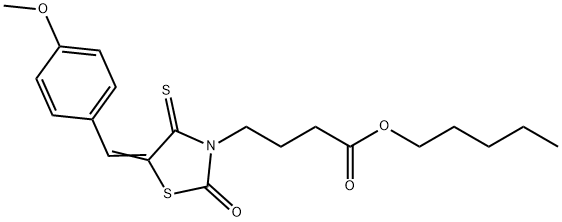 (E)-pentyl 4-(5-(4-methoxybenzylidene)-2-oxo-4-thioxothiazolidin-3-yl)butanoate 化学構造式