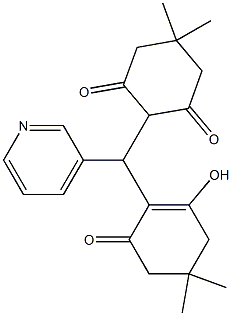2-[(2-hydroxy-4,4-dimethyl-6-oxocyclohex-1-en-1-yl)(pyridin-3-yl)methyl]-5,5-dimethylcyclohexane-1,3-dione 化学構造式