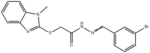 N'-[(E)-(3-bromophenyl)methylidene]-2-[(1-methyl-1H-benzimidazol-2-yl)sulfanyl]acetohydrazide 结构式