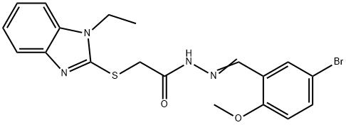 N'-[(E)-(5-bromo-2-methoxyphenyl)methylidene]-2-[(1-ethyl-1H-benzimidazol-2-yl)sulfanyl]acetohydrazide Struktur