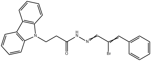 N'-[(1E,2Z)-2-bromo-3-phenylprop-2-en-1-ylidene]-3-(9H-carbazol-9-yl)propanehydrazide Structure