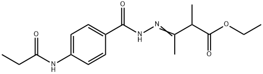 ethyl (3E)-2-methyl-3-(2-{[4-(propanoylamino)phenyl]carbonyl}hydrazinylidene)butanoate Structure