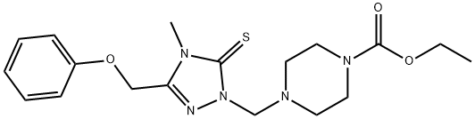 ethyl 4-((4-methyl-3-(phenoxymethyl)-5-thioxo-4,5-dihydro-1H-1,2,4-triazol-1-yl)methyl)piperazine-1-carboxylate Structure