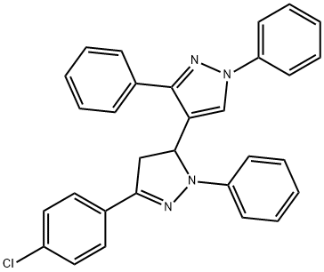 5-(4-chlorophenyl)-1',2,3'-triphenyl-3,4-dihydro-1'H,2H-3,4'-bipyrazole 结构式