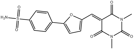 4-{5-[(1,3-dimethyl-2,4,6-trioxotetrahydro-5(2H)-pyrimidinylidene)methyl]-2-furyl}benzenesulfonamide 结构式