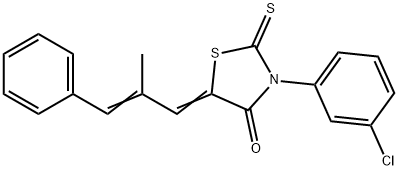 (5Z)-3-(3-chlorophenyl)-5-[(2E)-2-methyl-3-phenylprop-2-en-1-ylidene]-2-thioxo-1,3-thiazolidin-4-one Struktur