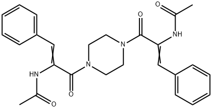 N,N'-[1,4-piperazinediylbis(3-oxo-1-phenyl-1-propene-3,2-diyl)]diacetamide Structure