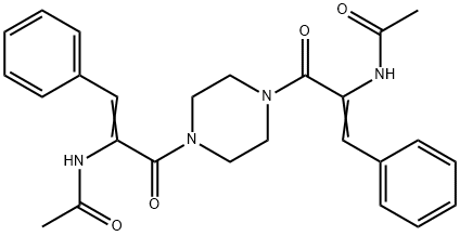 N,N'-[1,4-piperazinediylbis(3-oxo-1-phenyl-1-propene-3,2-diyl)]diacetamide 结构式