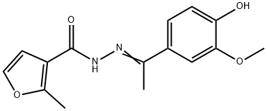 N'-[(1Z)-1-(4-hydroxy-3-methoxyphenyl)ethylidene]-2-methylfuran-3-carbohydrazide 结构式