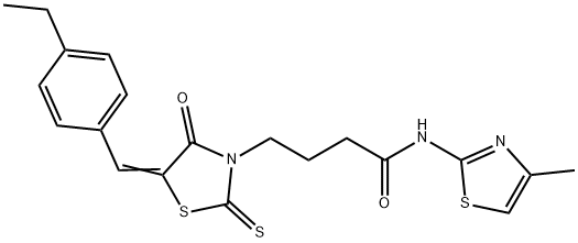 4-[(5Z)-5-(4-ethylbenzylidene)-4-oxo-2-thioxo-1,3-thiazolidin-3-yl]-N-(4-methyl-1,3-thiazol-2-yl)butanamide 结构式