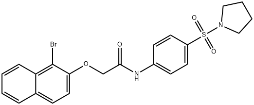 2-[(1-bromonaphthalen-2-yl)oxy]-N-[4-(pyrrolidin-1-ylsulfonyl)phenyl]acetamide 结构式