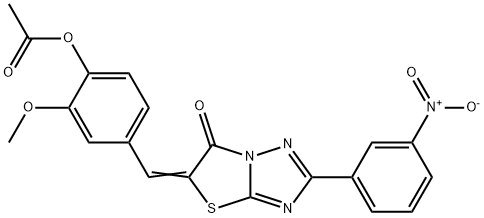 2-methoxy-4-{(E)-[2-(3-nitrophenyl)-6-oxo[1,3]thiazolo[3,2-b][1,2,4]triazol-5(6H)-ylidene]methyl}phenyl acetate 结构式