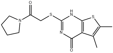 2-[(4-hydroxy-5,6-dimethylthieno[2,3-d]pyrimidin-2-yl)sulfanyl]-1-(pyrrolidin-1-yl)ethanone 结构式