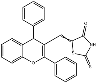 (5E)-5-[(2,4-diphenyl-4H-chromen-3-yl)methylidene]-2-thioxo-1,3-thiazolidin-4-one 结构式