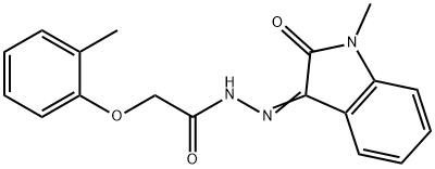 N'-[(3Z)-1-methyl-2-oxo-1,2-dihydro-3H-indol-3-ylidene]-2-(2-methylphenoxy)acetohydrazide 结构式