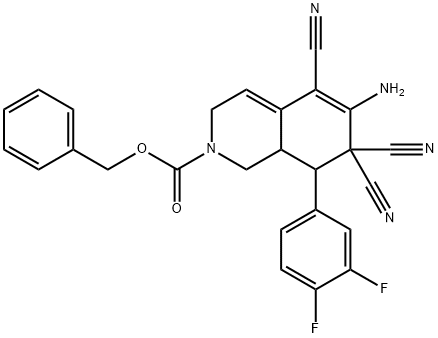 benzyl 6-amino-5,7,7-tricyano-8-(3,4-difluorophenyl)-3,7,8,8a-tetrahydroisoquinoline-2(1H)-carboxylate Structure