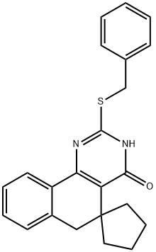 2-(benzylsulfanyl)-3H-spiro[benzo[h]quinazoline-5,1'-cyclopentan]-4(6H)-one 结构式