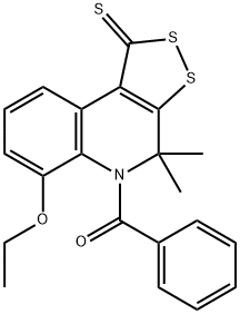 (6-ethoxy-4,4-dimethyl-1-thioxo-1,4-dihydro-5H-[1,2]dithiolo[3,4-c]quinolin-5-yl)(phenyl)methanone 结构式