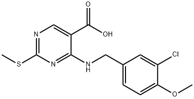 4-((3-Chloro-4-methoxybenzyl)amino)-2-(methylthio)pyrimidine-5-carboxylic acid|330786-34-0