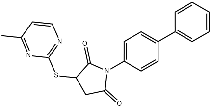 1-(biphenyl-4-yl)-3-[(4-methylpyrimidin-2-yl)sulfanyl]pyrrolidine-2,5-dione 结构式