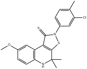 2-(3-chloro-4-methylphenyl)-8-methoxy-4,4-dimethyl-4,5-dihydro[1,2]thiazolo[5,4-c]quinoline-1(2H)-thione Structure