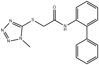 N-(biphenyl-2-yl)-2-[(1-methyl-1H-tetrazol-5-yl)sulfanyl]acetamide 化学構造式