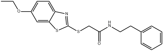 2-[(6-ethoxy-1,3-benzothiazol-2-yl)sulfanyl]-N-(2-phenylethyl)acetamide 化学構造式