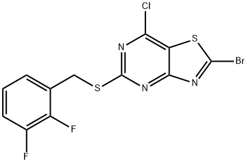 2-Bromo-7-chloro-5-((2,3-difluorobenzyl)thio)thiazolo[4,5-d]pyrimidine 结构式