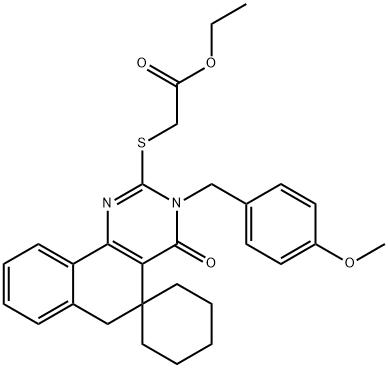 ethyl {[3-(4-methoxybenzyl)-4-oxo-4,6-dihydro-3H-spiro[benzo[h]quinazoline-5,1'-cyclohexan]-2-yl]sulfanyl}acetate 结构式