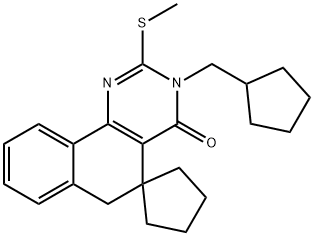 3-(cyclopentylmethyl)-2-(methylsulfanyl)-3H-spiro[benzo[h]quinazoline-5,1'-cyclopentan]-4(6H)-one Structure