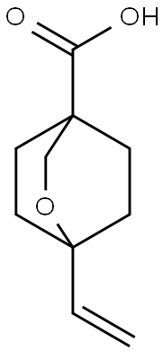 1-ethenyl-2-oxabicyclo[2.2.2]octane-4-carboxylic acid 化学構造式