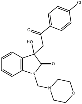 3-[2-(4-chlorophenyl)-2-oxoethyl]-3-hydroxy-1-(morpholin-4-ylmethyl)-1,3-dihydro-2H-indol-2-one 化学構造式