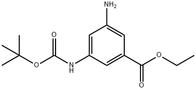 3-氨基-5-BOC-氨基-苯甲酸乙酯 结构式