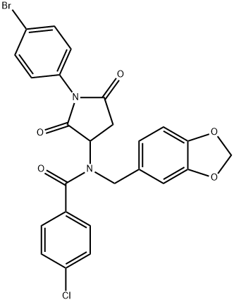 342649-38-1 N-(1,3-benzodioxol-5-ylmethyl)-N-[1-(4-bromophenyl)-2,5-dioxopyrrolidin-3-yl]-4-chlorobenzamide