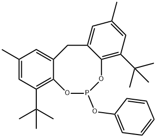 4,8-di-tert-butyl-2,10-dimethyl-6-phenoxy-12H-dibenzo[d,g][1,3,2]dioxaphosphocine Structure