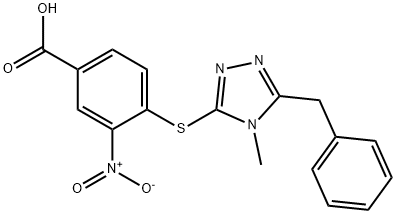 4-((5-benzyl-4-methyl-4H-1,2,4-triazol-3-yl)thio)-3-nitrobenzoic acid Structure