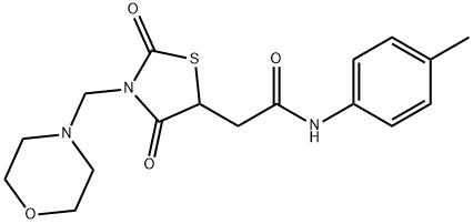N-(4-methylphenyl)-2-[3-(4-morpholinylmethyl)-2,4-dioxo-1,3-thiazolidin-5-yl]acetamide Struktur