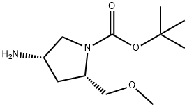 (2S,4S)-4-Amino-2-methoxymethyl-pyrrolidine-1-carboxylic acid tert-butyl ester Structure