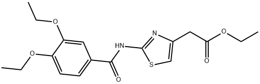 ethyl 2-(2-(3,4-diethoxybenzamido)thiazol-4-yl)acetate Struktur