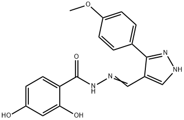 (Z)-2,4-dihydroxy-N'-((3-(4-methoxyphenyl)-1H-pyrazol-4-yl)methylene)benzohydrazide,350999-33-6,结构式