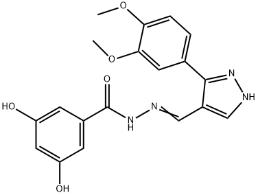 (Z)-N'-((3-(3,4-dimethoxyphenyl)-1H-pyrazol-4-yl)methylene)-3,5-dihydroxybenzohydrazide,350999-81-4,结构式